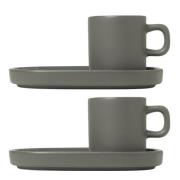 Blomus - Pilar Espressokopp m/Fat 6 cm 2-pack Pewter