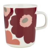 Marimekko - Oiva unikko mugg 25 cl vit/mörk körsbär/lax röd