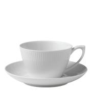 Royal Copenhagen - White Fluted Tekopp med Fat 28 cl