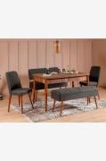 Hanah Home - Set med bord och stolar (5 delar) - Mina - Brun - Matgrup...