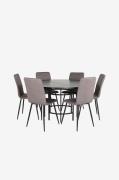 Venture Home - Matgrupp Copenhagen med 6 st matstolar Windu Lyx - Svar...