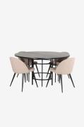 Venture Home - Matgrupp Copenhagen med 4 st matstolar Velvet Stitches ...