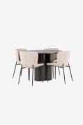 Venture Home - Matgrupp Olivia med 4st matstolar Modesto - Brun - Matg...