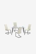 Loft24 - Uppsättning med matbord 140x80 cm och 4 stolar Danny - Vit - ...