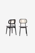 Wood Furniture - Matstol set om två Lula Black Cane - Svart - Stolar -...