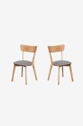 Wood Furniture - Matstol set om två Diana Soft, ljusgrå - Brun - Stola...