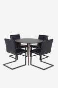 Venture Home - Matgrupp Plaza med 4st stolar Art - Svart - Matgrupper ...
