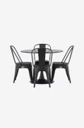 Venture Home - Matgrupp Glade med 4st matstolar Tempe - Svart - Matgru...