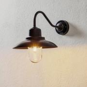 Moretti Luce Utomhusvägglampa Patio, mässing bronserad, böjd