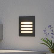 Arcchio LED-vägginbyggnadslampa Zamo, raster, svart, IP65