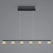 HELL Loft LED-pendel med rökt glas, sex lampor