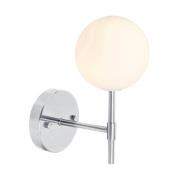 PR Home Sigma S vägglampa, krom/opal, 1 lampa 25 cm glas