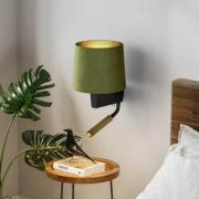 Nowodvorski Lighting Vägglampa Chillin med läslampa, grön/guld