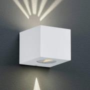 Reality Leuchten Kantig LED-utomhusvägglampa Cordoba, vit