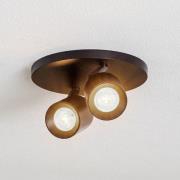 Arcchio spotlight Brinja, svart, rund, Ø 7 cm, 2 lampor, GU10