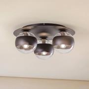 EMIBIG LIGHTING Kenzo taklampa, rund, svart/klar, 3-ljus