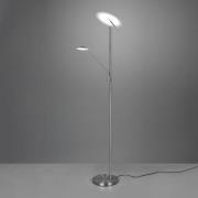 Trio Lighting LED-golvlampa Brantford, läslampa nickel matt