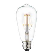 DESIGN BY US Vintage LED-lampa, E27, 3,5 W, 2 200 K, klar, dimbar