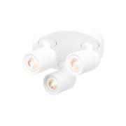 Freelight Razza takspotlight, vit, Ø 28,5 cm, 3-ljus, metall