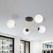 EMIBIG LIGHTING Taklampa Magnum, 4 lampor, opalvit/guld/svart, glas