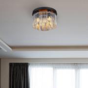 Globo Taklampa Gorley, svart/rökgrå, Ø 32 cm metall/glas