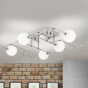 ORION LED-taklampa Pipes med 5 glaskulor, nickel