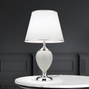 ORION Ovum bordslampa, vit/krom, höjd 48 cm, keramik/chintz