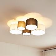 Lindby taklampa Lettie, grå/svart/vit, 5 lampor, E27