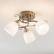 Lindby taklampa Thaddeus, Ø 44 cm, antik mässing, glas