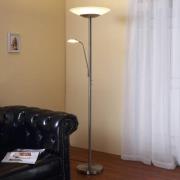 Lindby LED-golvlampa Ragna, läslampa, nickel, dimbar