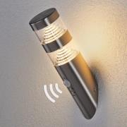 Lindby LED-utomhusvägglampa Lanea, sned, sensor