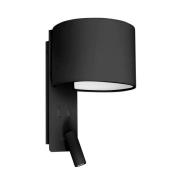 FARO BARCELONA Vikbar vägglampa med LED-läslampa, svart