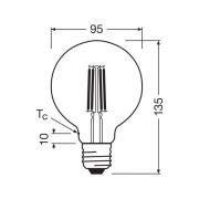 OSRAM LED-filamentlampa Globe G95 E27 3,8W Filament 2,700K