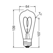 OSRAM LED Vintage ST64 E27 7,2W 927 Heart Filament klar dimbar