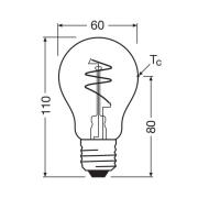 OSRAM LED Vintage E27 4,9W 2.700K Spiral Filament guld dimbar