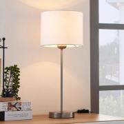 Lindby bordslampa Annatina, vit, nickel, höjd 48 cm, textil