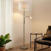Lindby golvlampa Colima, grå, tyg, läslampa, 170cm