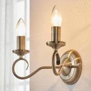 Lindby vägglampa Marnia, antik mässing, 2 lampor, 27 cm, E14