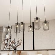 EMIBIG LIGHTING Hänglampa Vander, 6 lampor, 115 cm, svart, metall, E27
