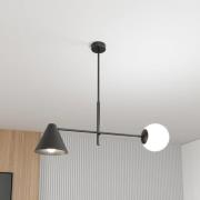 EMIBIG LIGHTING Hermes taklampa, 2 lampor, svart, glas, 70 cm, E14