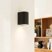 Prios utomhusvägglampa Tetje, svart, rund, 10 cm