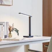 Lindby LED-bordslampa Rylas, svart, USB, CCT