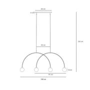 ALDEX Una 4 pendellampa, metall, glas, 4 lampor, korallröd