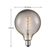 Lucande LED-lampa E27 G125 4 W rök 1.800 K dimbar