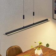 Lindby LED-hänglampa Berina, 100cm, svart, CCT, rökt glas