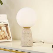 Lindby bordslampa Kirstan, beige, vit, glas, sfär 33 cm