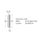 HerzBlut LED-vägglampa Hermann midi, oljad ek, dimbar