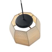 Bover LED-hänglampa Tanit, Ø 61 cm, svart/beige, tyg