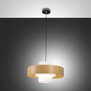 Fabas Luce Hänglampa Loto, sandfärgad, Ø 45 cm, metall, glas, E27