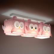 Dalber hänglampa Little Owl, rosa, 3 lampor